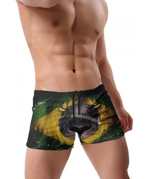 Men Swimming Shorts-Jamaican Flag Lion King Square Leg Boxer Swimsuit Swim Bikini Briefs Underpants - Brazil Flag African Lio...