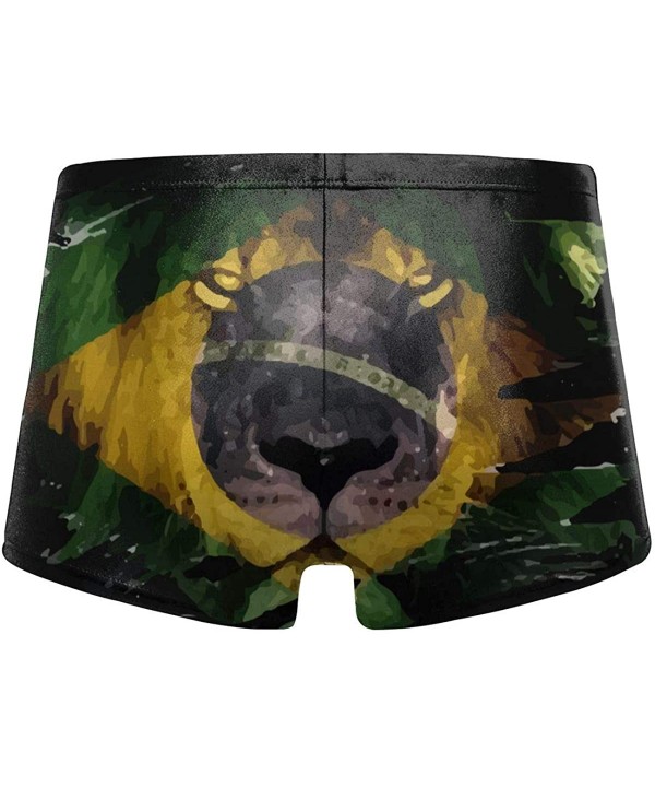 Men Swimming Shorts-Jamaican Flag Lion King Square Leg Boxer Swimsuit Swim Bikini Briefs Underpants - Brazil Flag African Lio...