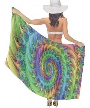 Women Fahion Swimsuit Bikini Cover Up Sarong- Party Wedding Shawl Wrap - Trippy Tie Dye - CL19C4OO7SD $24.99-Cover-Ups