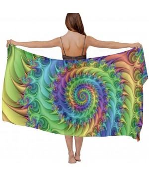 Women Fahion Swimsuit Bikini Cover Up Sarong- Party Wedding Shawl Wrap - Trippy Tie Dye - CL19C4OO7SD $24.99-Cover-Ups