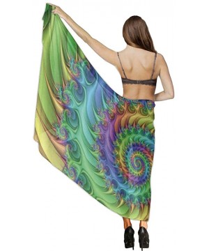 Women Fahion Swimsuit Bikini Cover Up Sarong- Party Wedding Shawl Wrap - Trippy Tie Dye - CL19C4OO7SD $24.99-Cover-Ups