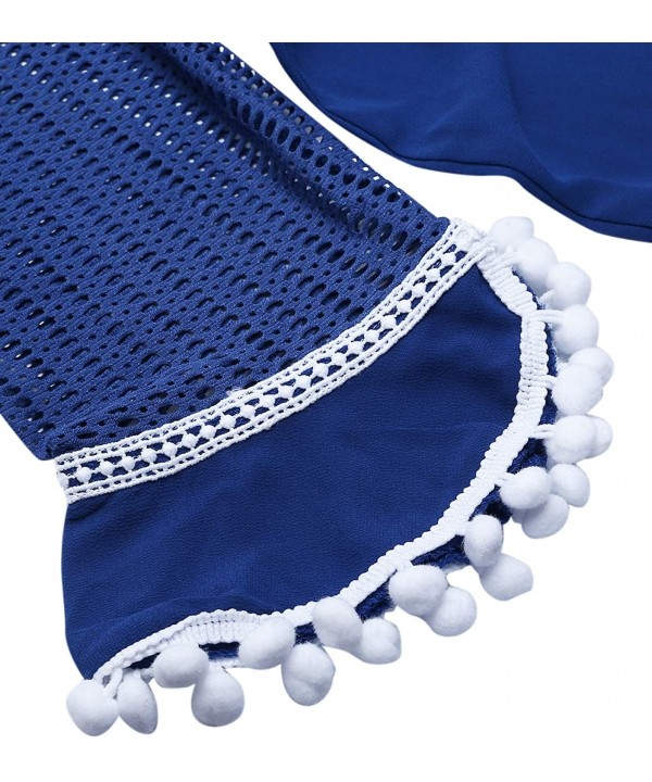 Women's Crochet Chiffon Tassel Cover Up Summer Beach Bathing Swimsuit Beach Dress - 02-royal Blue - CK18RKXKGLM $9.60-Cover-Ups