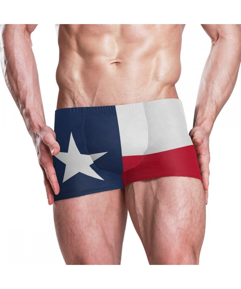 Iceland Flag Men's Swim Trunks Square Leg Swimsuit Swimwear Boxer Brief - Flag of Texas State - CW18T9R4TOI $22.78-Briefs