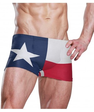 Iceland Flag Men's Swim Trunks Square Leg Swimsuit Swimwear Boxer Brief - Flag of Texas State - CW18T9R4TOI $22.78-Briefs