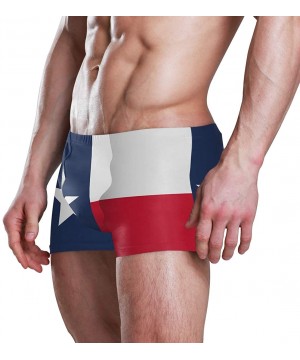 Iceland Flag Men's Swim Trunks Square Leg Swimsuit Swimwear Boxer Brief - Flag of Texas State - CW18T9R4TOI $22.78-Briefs