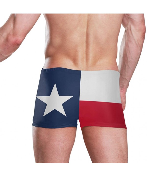 Iceland Flag Men's Swim Trunks Square Leg Swimsuit Swimwear Boxer Brief - Flag of Texas State - CW18T9R4TOI $22.78-Briefs