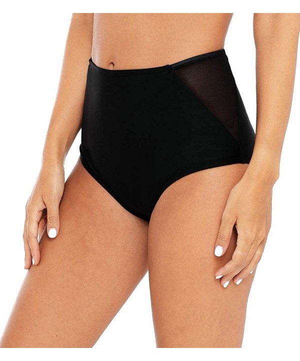 Women's Bikini Bottoms Ruched Swim Bottoms Full Coverage Swim Briefs - Mesh Trim/Black - CM18RMN3SD8 $15.22-Bottoms