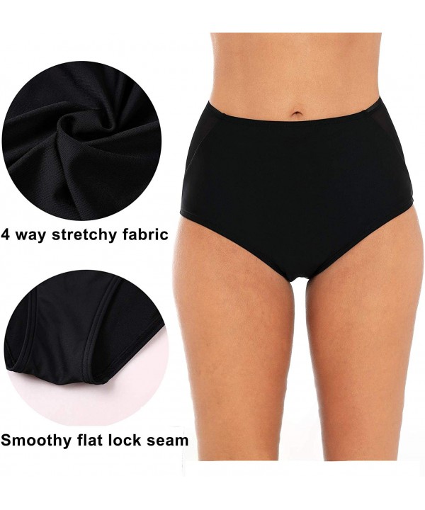 Women's Bikini Bottoms Ruched Swim Bottoms Full Coverage Swim Briefs - Mesh Trim/Black - CM18RMN3SD8 $15.22-Bottoms