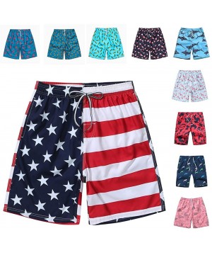 Mens Swim Trunks Quick Dry Board Shorts with Mesh Lining Swimwear Bathing Suits - Us Flag - CK199QUL3ZM $14.00-Board Shorts