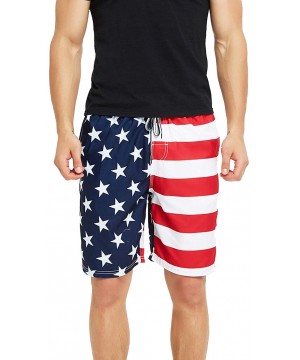 Mens Swim Trunks Quick Dry Board Shorts with Mesh Lining Swimwear Bathing Suits - Us Flag - CK199QUL3ZM $14.00-Board Shorts