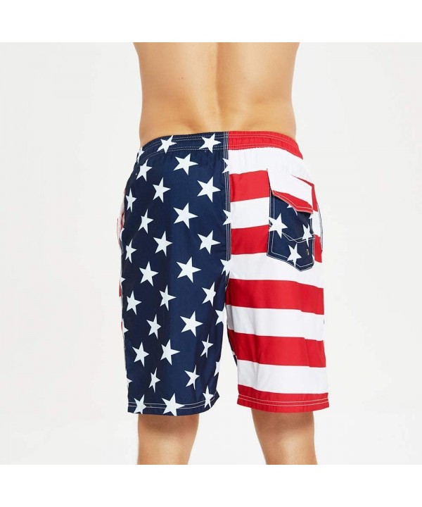 Mens Swim Trunks Quick Dry Board Shorts with Mesh Lining Swimwear Bathing Suits - Us Flag - CK199QUL3ZM $14.00-Board Shorts