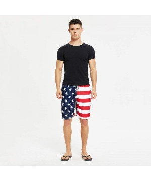 Mens Swim Trunks Quick Dry Board Shorts with Mesh Lining Swimwear Bathing Suits - Us Flag - CK199QUL3ZM $14.00-Board Shorts