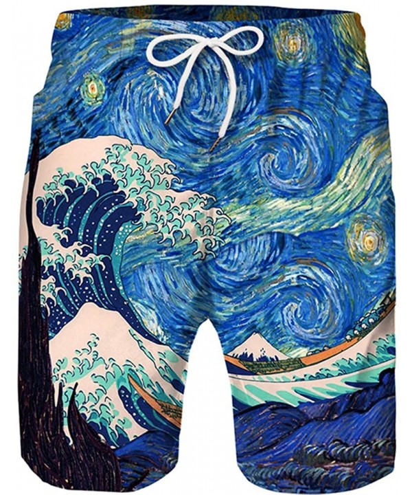 Men's Quick Dry Swim Trunks 3D Print Beach Board Shorts Bathing Suits with Mesh Lining - Galaxy Van Gogh - CI19E7OIQQ6 $12.85...