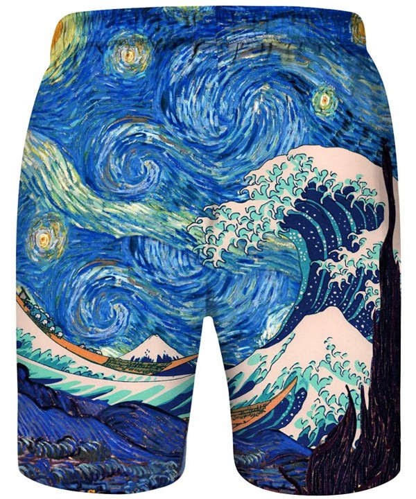 Men's Quick Dry Swim Trunks 3D Print Beach Board Shorts Bathing Suits with Mesh Lining - Galaxy Van Gogh - CI19E7OIQQ6 $12.85...