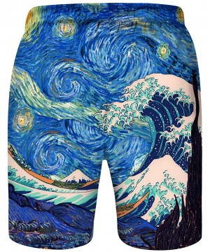 Men's Quick Dry Swim Trunks 3D Print Beach Board Shorts Bathing Suits with Mesh Lining - Galaxy Van Gogh - CI19E7OIQQ6 $12.85...