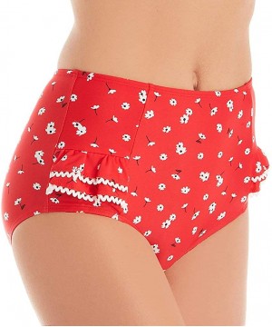 Sunset Beach Control High-Waist Bikini Bottom - Red / White - CP18AIGQDQK $33.61-Tankinis