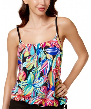 Women's Side Tie Tankini Swimsuit Top - Multi - CL182KU8EDE $20.23-Tops