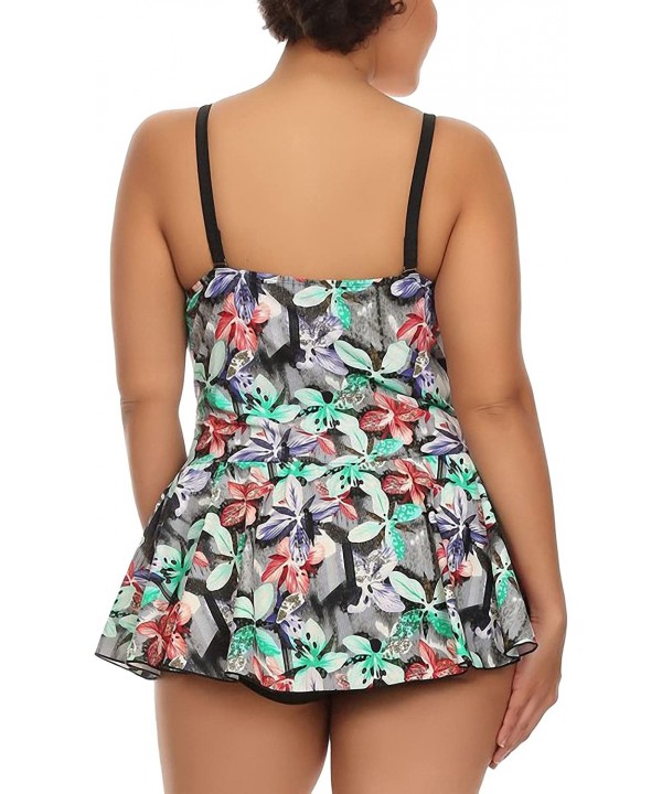 Women's One Piece Swimsuit Swimdress w/Brief Attached - Regular & Plus Size - Hawaiian - CQ12EBX0XBJ $20.36-One-Pieces