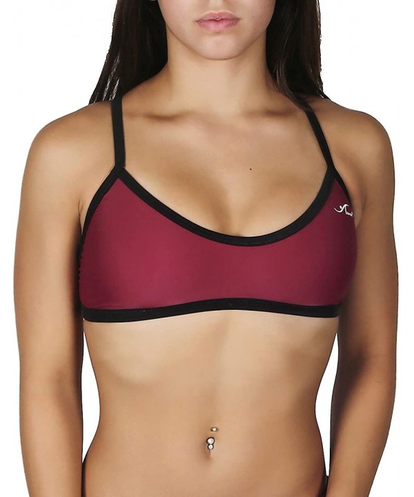 Girl's/Women's Crossback Workout Bikini (Top or Bottom) - Maroon (Top) - CZ18CHI2HQQ $19.68-Racing