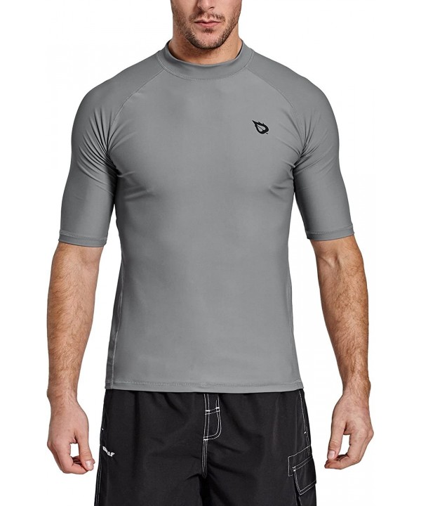 Men's Short Sleeve Rashguard Swim Shirt UPF 50+ Sun Protection Rash Guard - Grey - CO189N4X7AA $14.97-Rash Guards