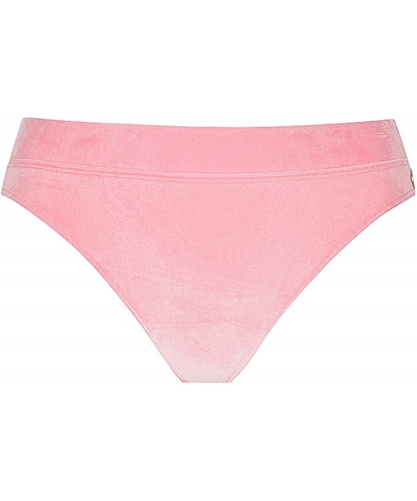 Women's Velvet Plus Size Bikini Bottoms- Cheeky Cut- Sexy High Waisted Swimsuit Pants - Pink - CK18ZNTH0UE $14.11-Bottoms