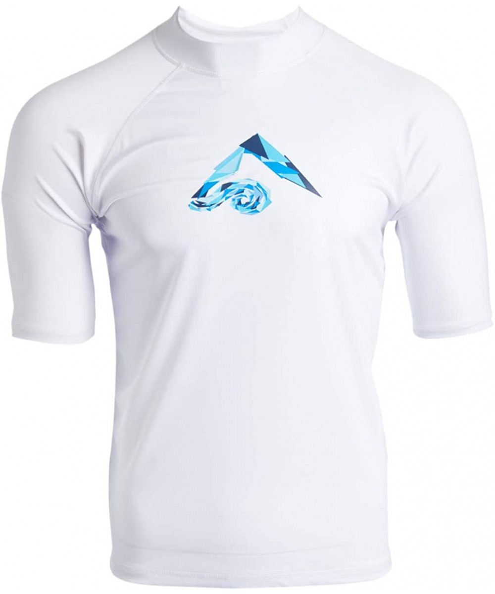 Men's Paradise UPF 50+ Short Sleeve Sun Protective Rashguard Swim Shirt - Tahiti White - CE18OEWH9OS $12.86-Rash Guards