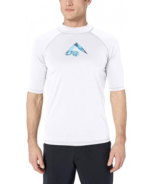 Men's Paradise UPF 50+ Short Sleeve Sun Protective Rashguard Swim Shirt - Tahiti White - CE18OEWH9OS $12.86-Rash Guards