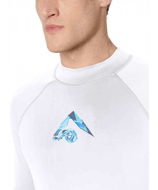 Men's Paradise UPF 50+ Short Sleeve Sun Protective Rashguard Swim Shirt - Tahiti White - CE18OEWH9OS $12.86-Rash Guards