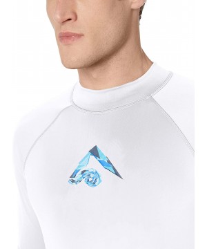 Men's Paradise UPF 50+ Short Sleeve Sun Protective Rashguard Swim Shirt - Tahiti White - CE18OEWH9OS $12.86-Rash Guards