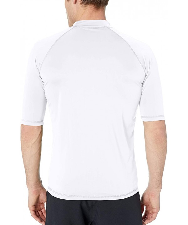 Men's Paradise UPF 50+ Short Sleeve Sun Protective Rashguard Swim Shirt - Tahiti White - CE18OEWH9OS $12.86-Rash Guards