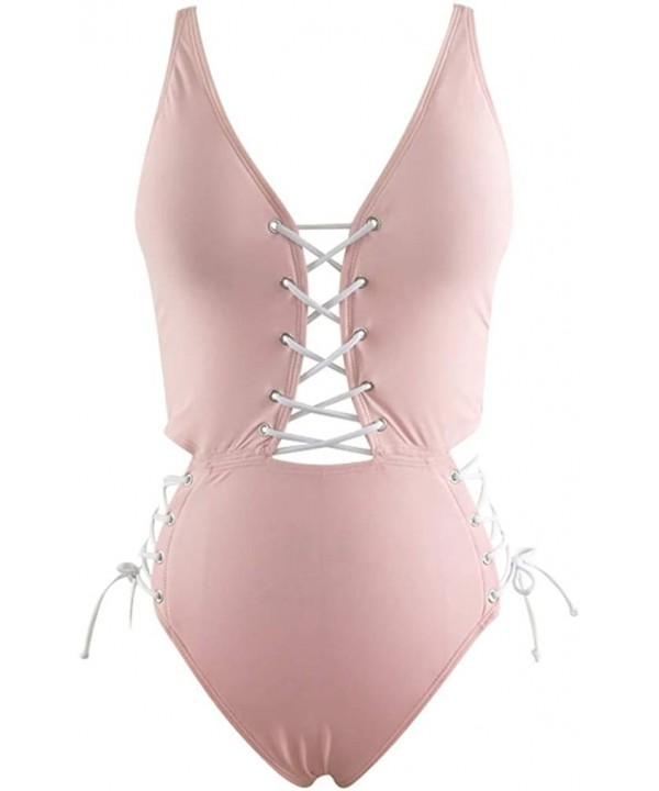 Women's Cut Out Hollow One Piece Swimsuit Beach Bathing Suit - Pink - CA18NNAOY5L $13.88-One-Pieces