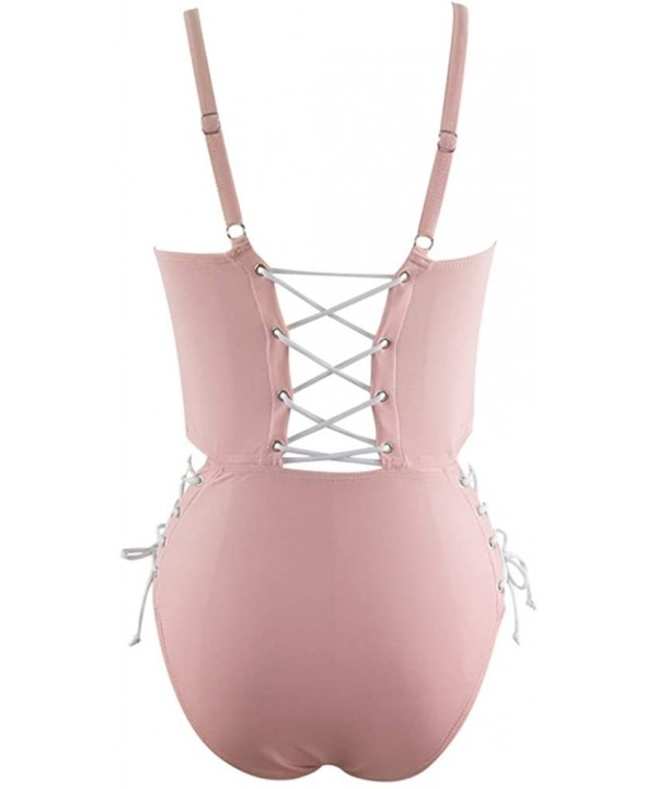 Women's Cut Out Hollow One Piece Swimsuit Beach Bathing Suit - Pink - CA18NNAOY5L $13.88-One-Pieces