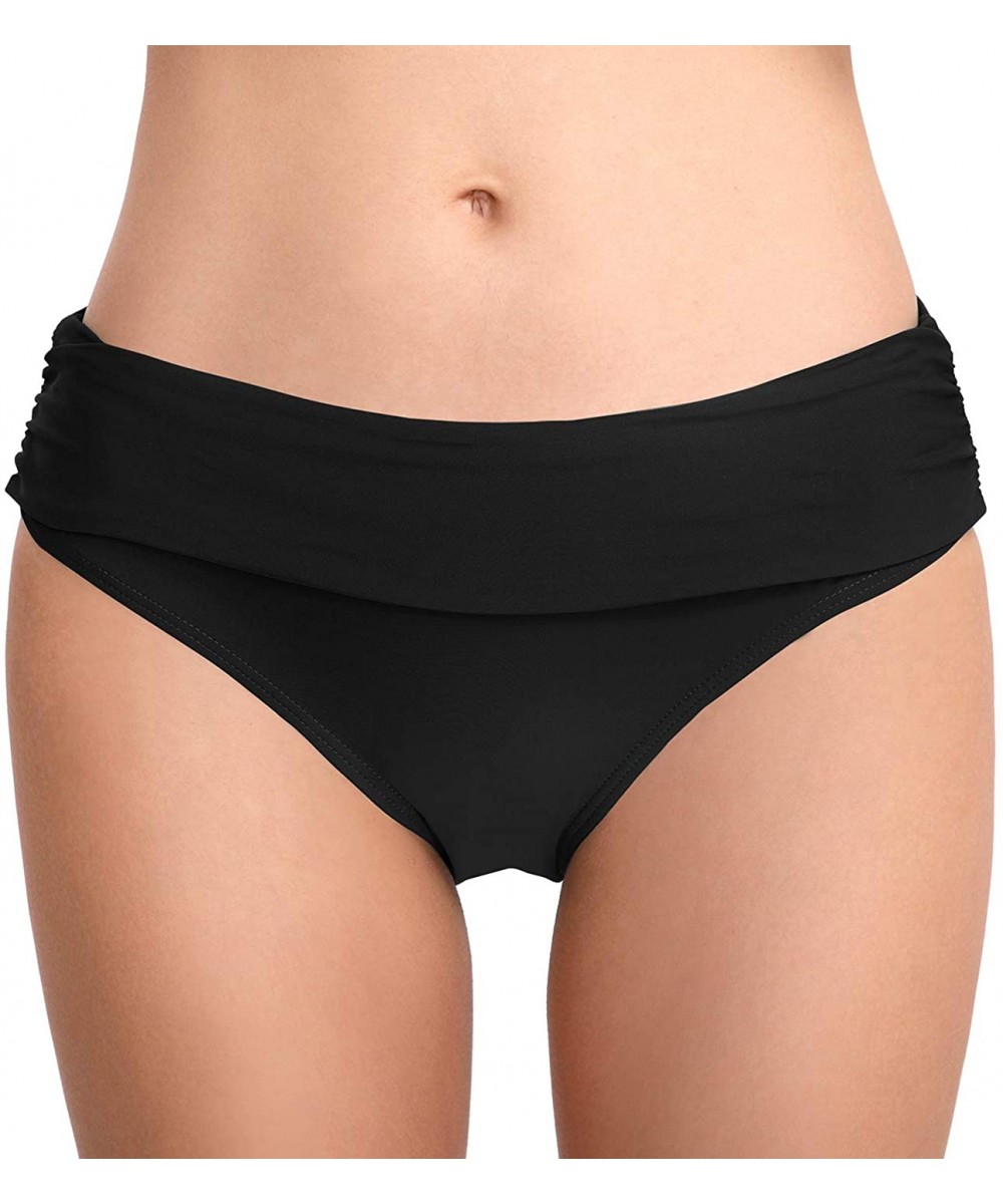 Women's Bathing Suit Bottoms Full Coverage Ruched Bikini Tankini Bottom Swimsuit Brief - Black3 - CM18WY4YL08 $17.99-Bottoms