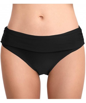 Women's Bathing Suit Bottoms Full Coverage Ruched Bikini Tankini Bottom Swimsuit Brief - Black3 - CM18WY4YL08 $17.99-Bottoms