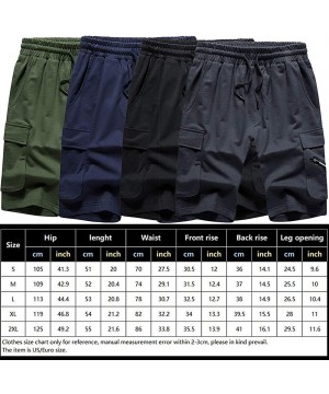 Men's Summer Elastic Waist Casual Short Stretch Cotton Pocket Shorts Daily Wear Walking - Navy 17 - CX18OQIHT0E $18.16-Trunks