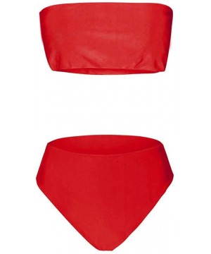 Women Bandage Bikini Set Push-up Padded Bra Swimsuit Bathing 2pcs Set Swimwear - Red - CO193X9Z3MT $10.20-Sets