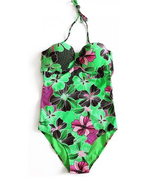 Women's Swimwear One Piece Swimsuits Tummy Control Bathing Suits - Green-2 - C019C94IY4W $20.97-One-Pieces