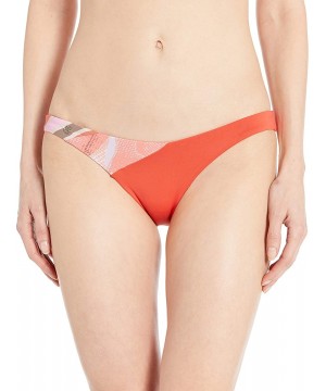 Women's Flirt Reversible Signature Cut Bikini Bottom Swimsuit - Crème De Papaya Orange Solid/Stripe - CQ18L8NHL5I $14.95-Tank...