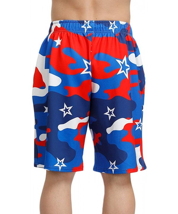 Men's 4th of July Shorts American Flag Board Shorts with Pocket - Usa Patriotic - CZ18T6ZCLTW $14.40-Board Shorts