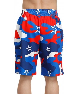 Men's 4th of July Shorts American Flag Board Shorts with Pocket - Usa Patriotic - CZ18T6ZCLTW $14.40-Board Shorts