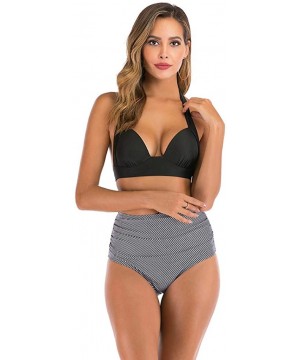 Women High Waist Bikini Push Up Bikinis Print Swimsuit Female Beachwear Swimwear - A4-gray - CS1962H7GA6 $15.65-Bottoms