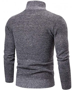 Men's Full Zip Casual Classic Soft Thick Knitted Cardigan Sweaters Long Sleeve with Pockets - Gray B - C1193EK62MD $27.97-Racing