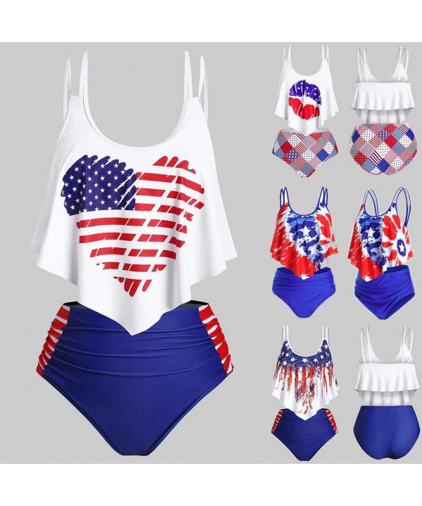 Two Pieces Push-Up Padd Overlay Sunflower Print Bikini Stripe Bathing Suits Swimwear Beachwear Set - Z-blue - C3190N8TA0Q $15...