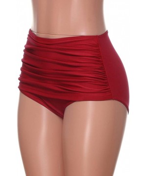 Women's High Waisted Swim Bottom Ruched Bikini Tankini Briefs Plus Size Swimsuit for Ladies - Red - C918EUHHK8L $8.69-Sets