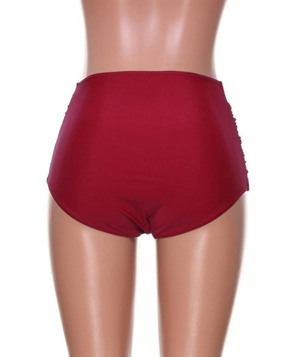 Women's High Waisted Swim Bottom Ruched Bikini Tankini Briefs Plus Size Swimsuit for Ladies - Red - C918EUHHK8L $8.69-Sets