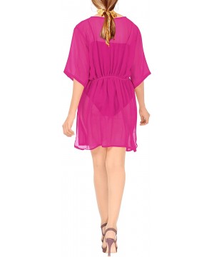 Women's Plus Size Short Swimsuit Bikini Stylish Beach Cover Up Caftan - Pink_n189 - CQ1952KSULX $24.10-Cover-Ups