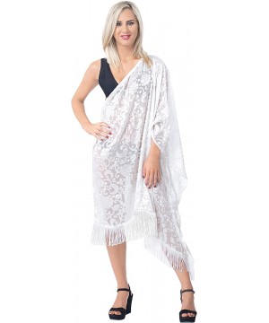 Women's Open Front Kimono Cardigan Swim Beach Cover Ups Solid Plain - Cool White_n329 - CW12ICHCGYH $15.39-Cover-Ups