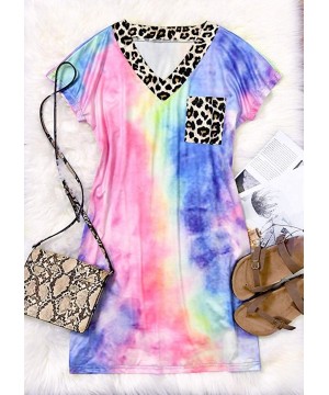 Tie Dye Short Sleeve O-Neck Mini Dress Women's Sleeveless T Shirt Dress Tie-dye Tank Mini Dress - Multicolor - CW190C3QK22 $1...