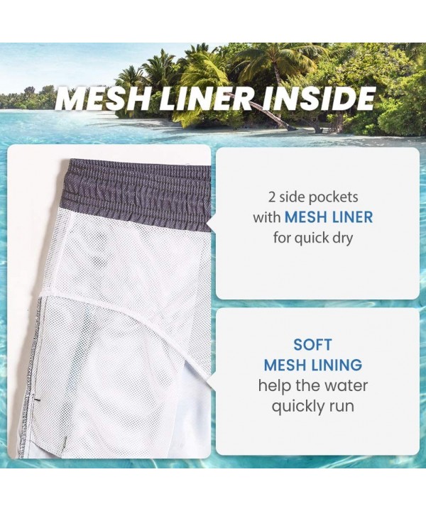 Mens Slim Fit Quick Dry Swim Shorts Swim Trunks Mens Bathing Suits with Mesh Lining - Tree Blue - CM196QQ9U37 $15.86-Board Sh...