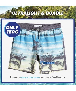 Mens Slim Fit Quick Dry Swim Shorts Swim Trunks Mens Bathing Suits with Mesh Lining - Tree Blue - CM196QQ9U37 $15.86-Board Sh...